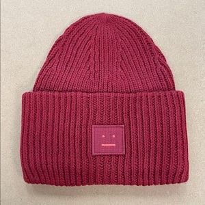 Acne Studios Burgundy Red Wool Knit Fisherman Beanie Toque Hat New